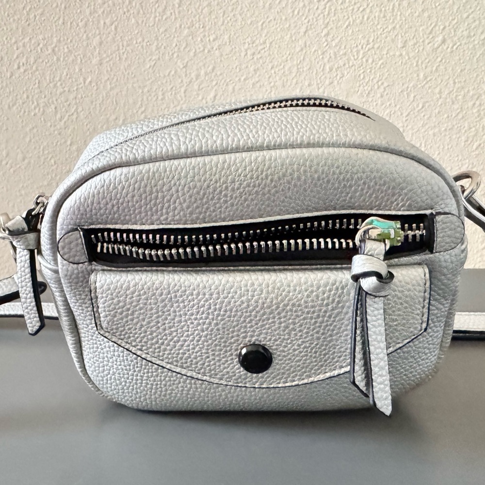 Stylish Gray Leather Crossbody Bag